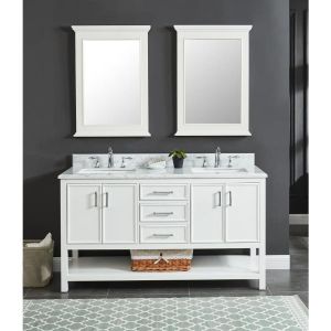 Manhattan Dove White 61" Double Sink Bathroom Vanity All-In-One Combo