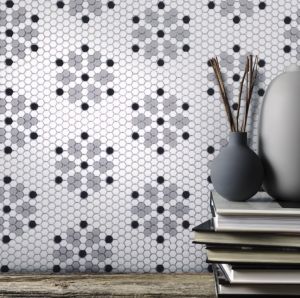 FREE SHIPPING - Bayeux Classic Geometro Recylcled Glass Mosaic Tile