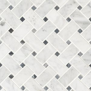 Carrara White Basketweave Pattern Marble