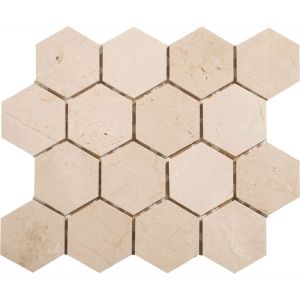FREE SHIPPING - Crema Marfil 3" Honed Hexagon Mosaic Tile
