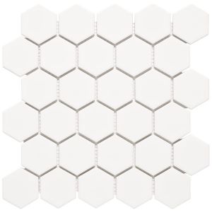 FREE SHIPPING - Domino White Glossy 2x2 Hexagon Mosaic