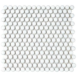 FREE SHIPPING - Absolute White Porcelain Penny Round Mosaic