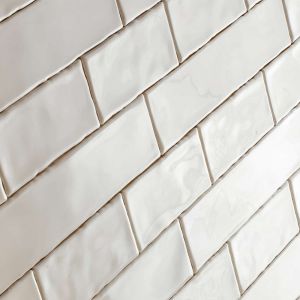 FREE SHIPPING - Eternity White 3x12 Handcrafted Wavy Subway Tile - Glossy