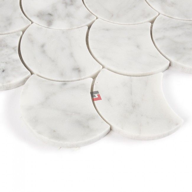 Carrara White Fan Interlocking Mosaic